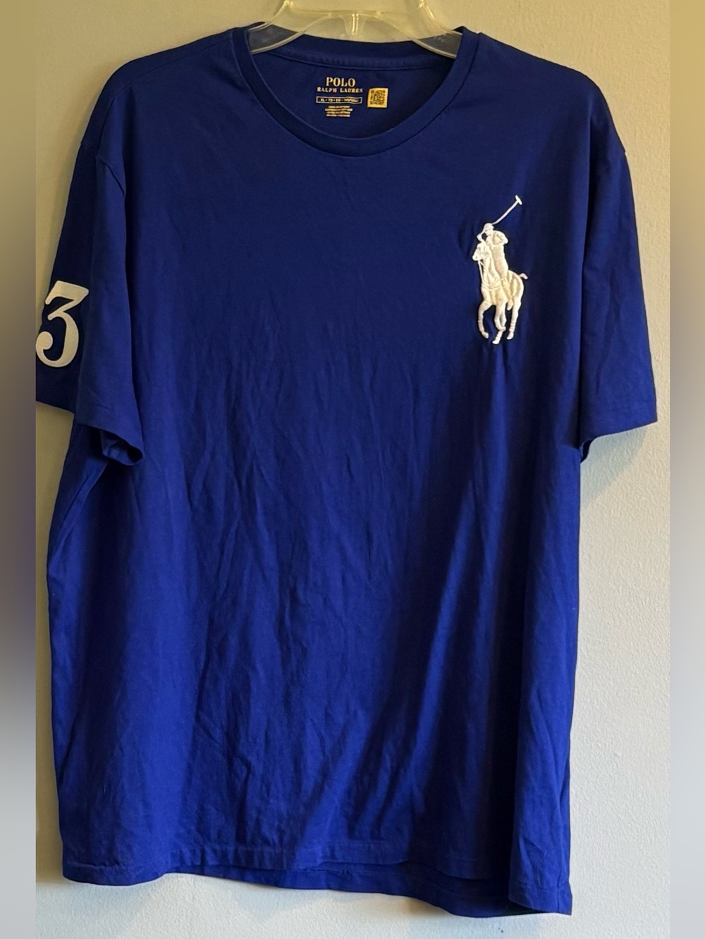 Polo Ralph Lauren Big Pony 3 Royal Blue Cotton Tee Size XL